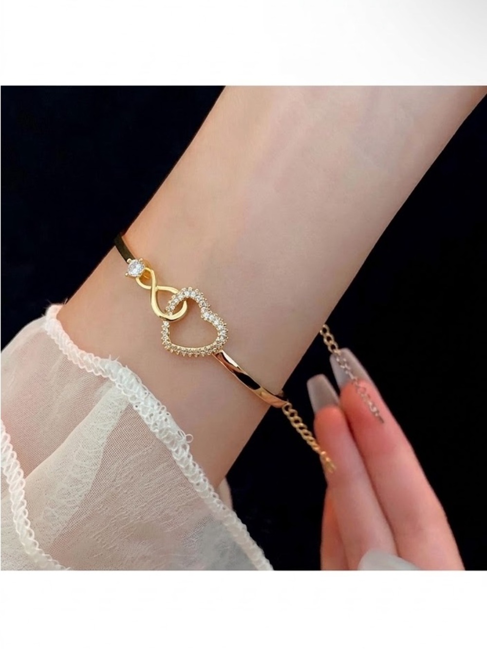 Gold Heart & Infinity Bracelet - Women Jewelry